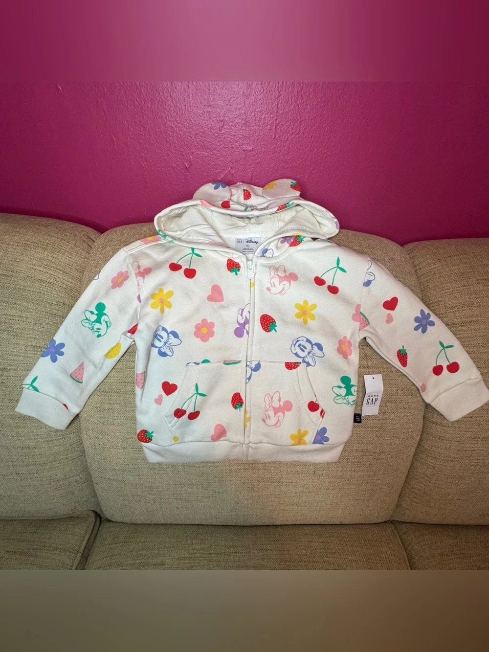 🆕 NWT Baby GAP x Disney Minnie Hooded Zip-Up w/ Ears 🆕